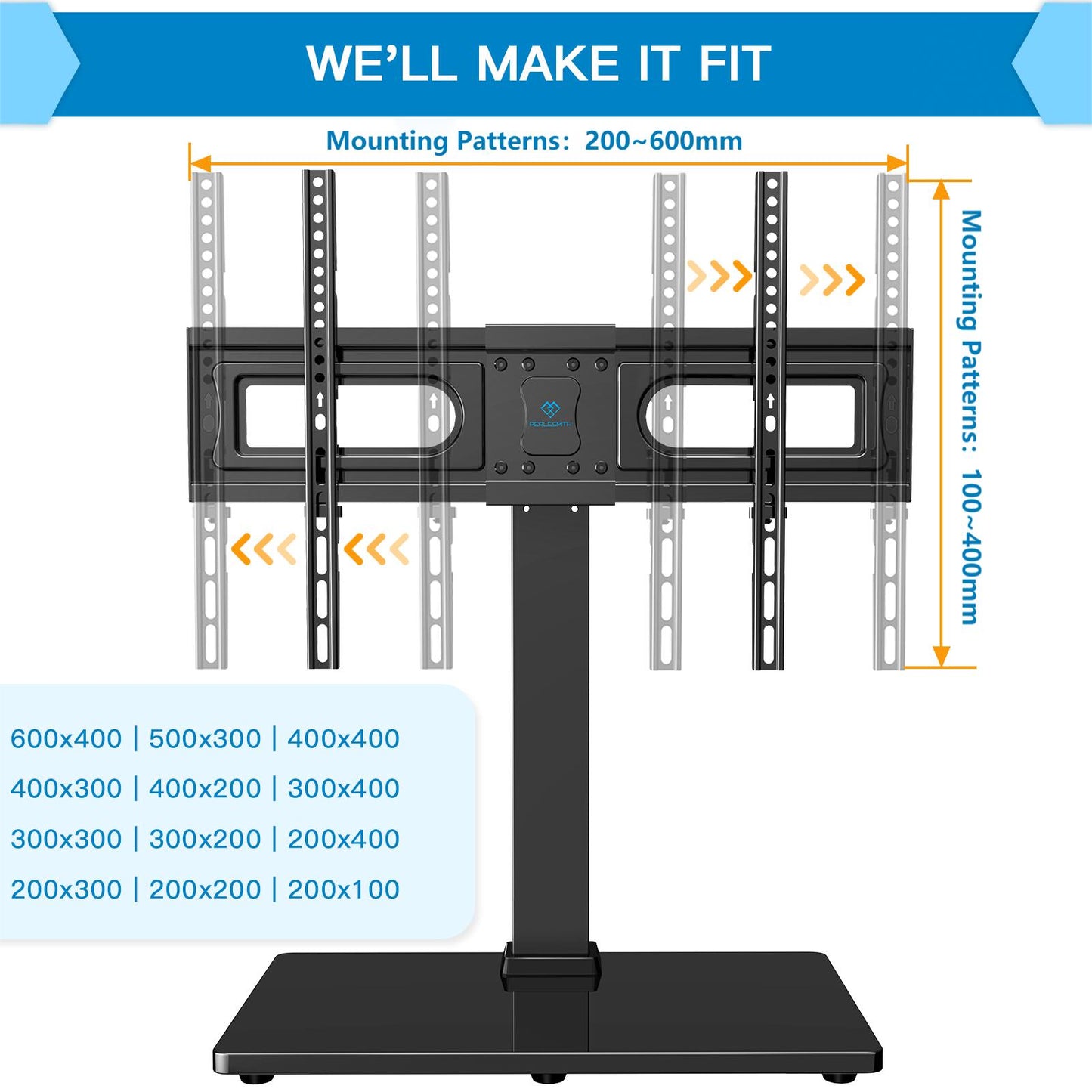 Desktop Swivel TV Stand Mount for 37-75" TVs with Height Adjustable Max 600x400mm