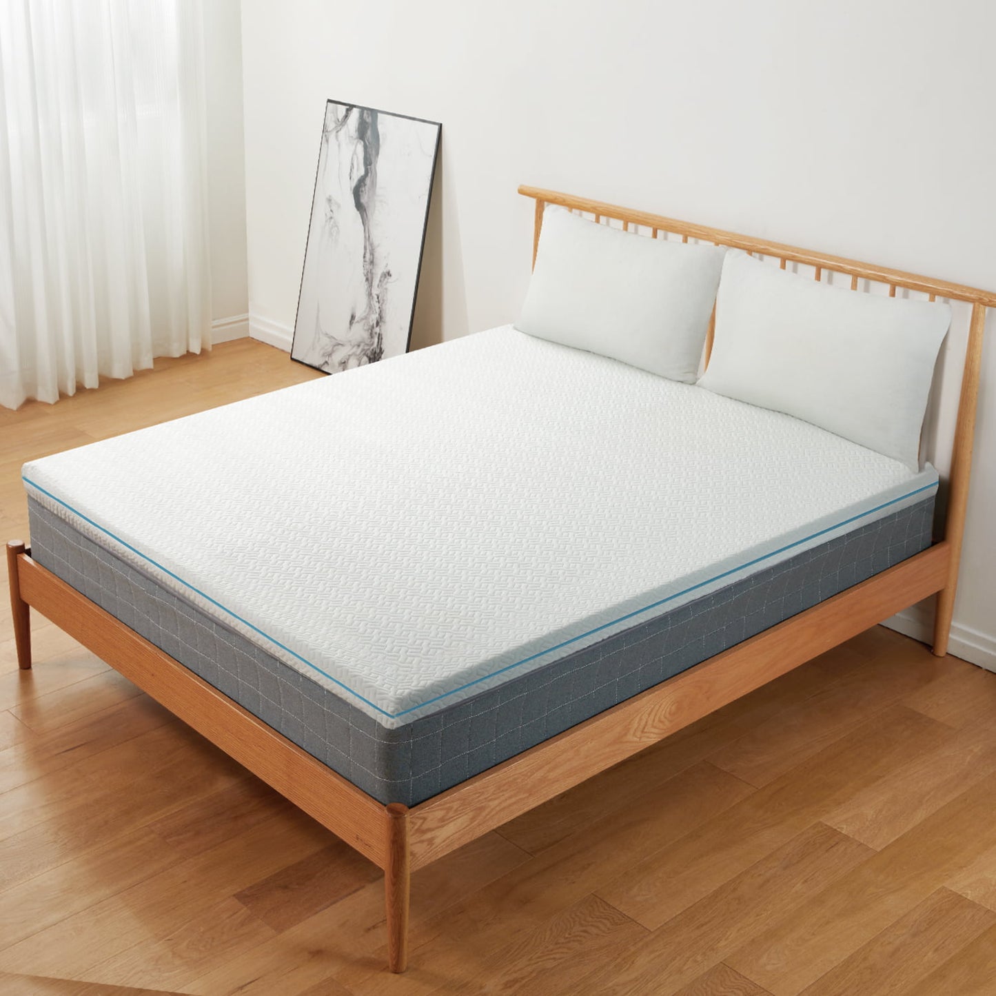 3 inch Non-Slip Design Gel Memory Foam Mattress Topper with Removable & Washable Cover for Cooling Sleep,Pressure Relief ,CertiPUR-US Certified - Queen