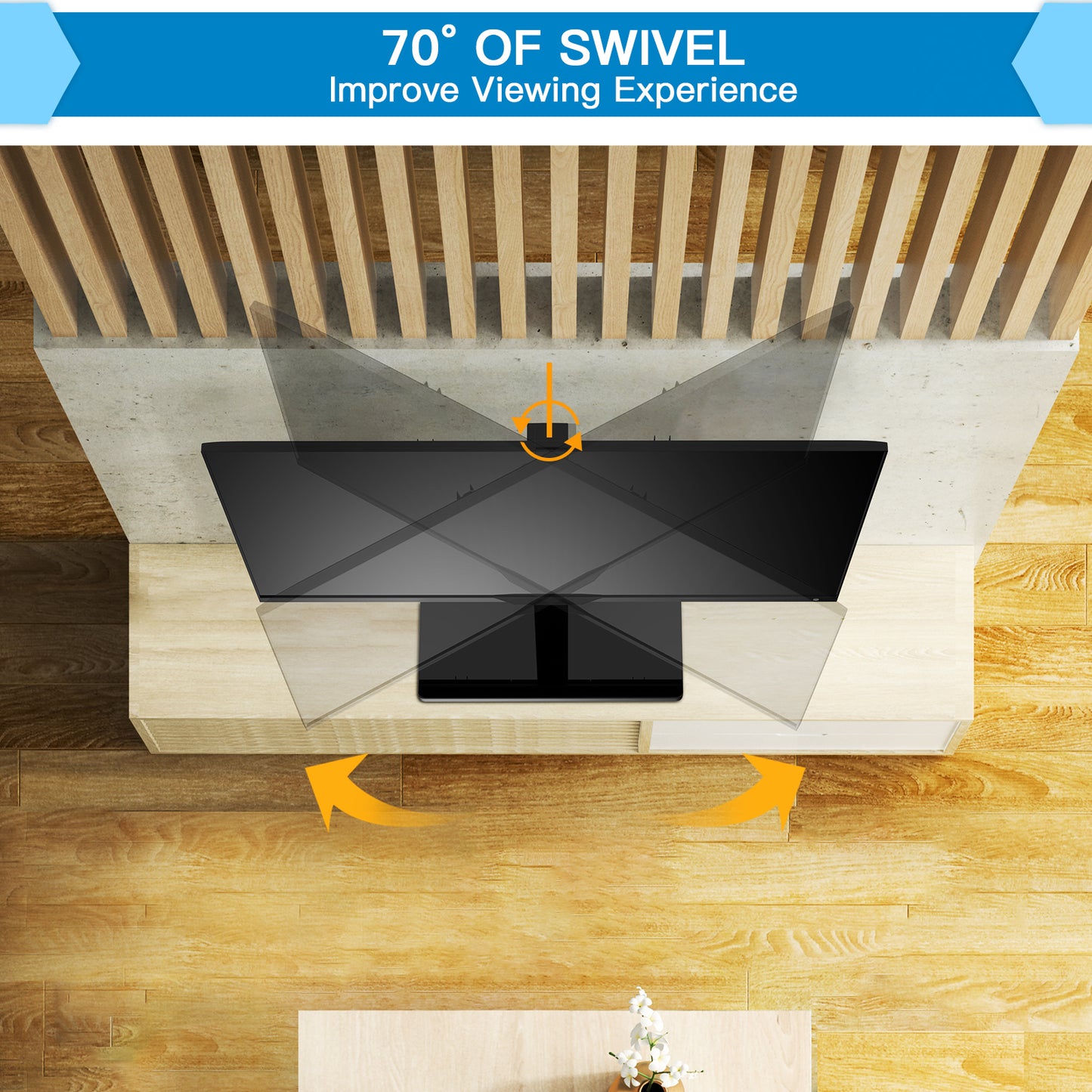 Desktop Swivel TV Stand Mount for 37-75" TVs with Height Adjustable Max 600x400mm