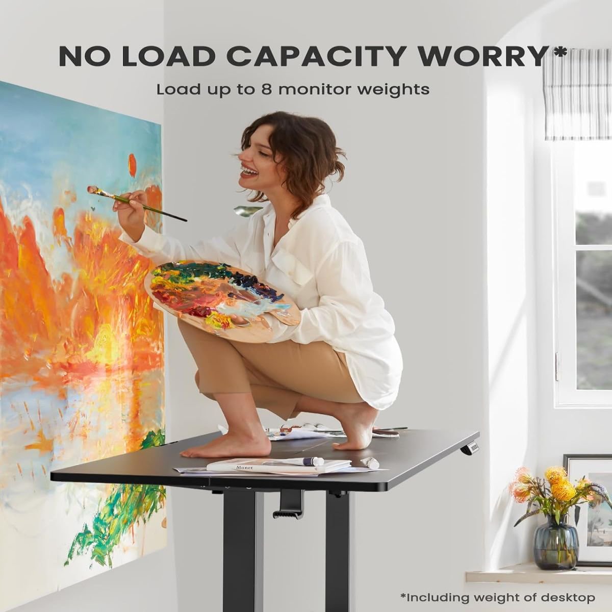 63 x 28 Inches Height Adjustable Electric Standing Desk, Sit Stand up Desk with 4 Memory PreSetting, Black