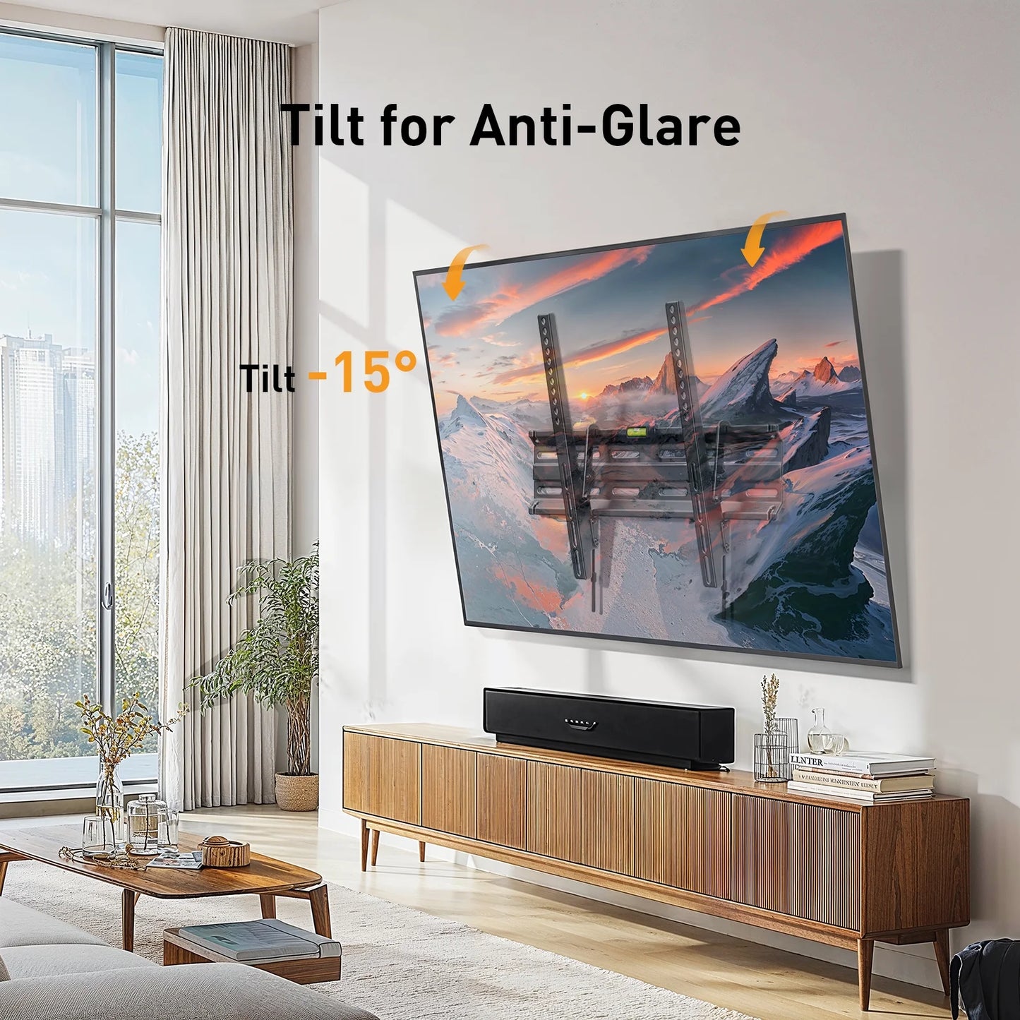 MountFTV Tilting TV Wall Mount for 26-65 inch, TV Wall Brackets Up to 15° Tilting, Max 400x400mm, Hold Up to 99 lbs