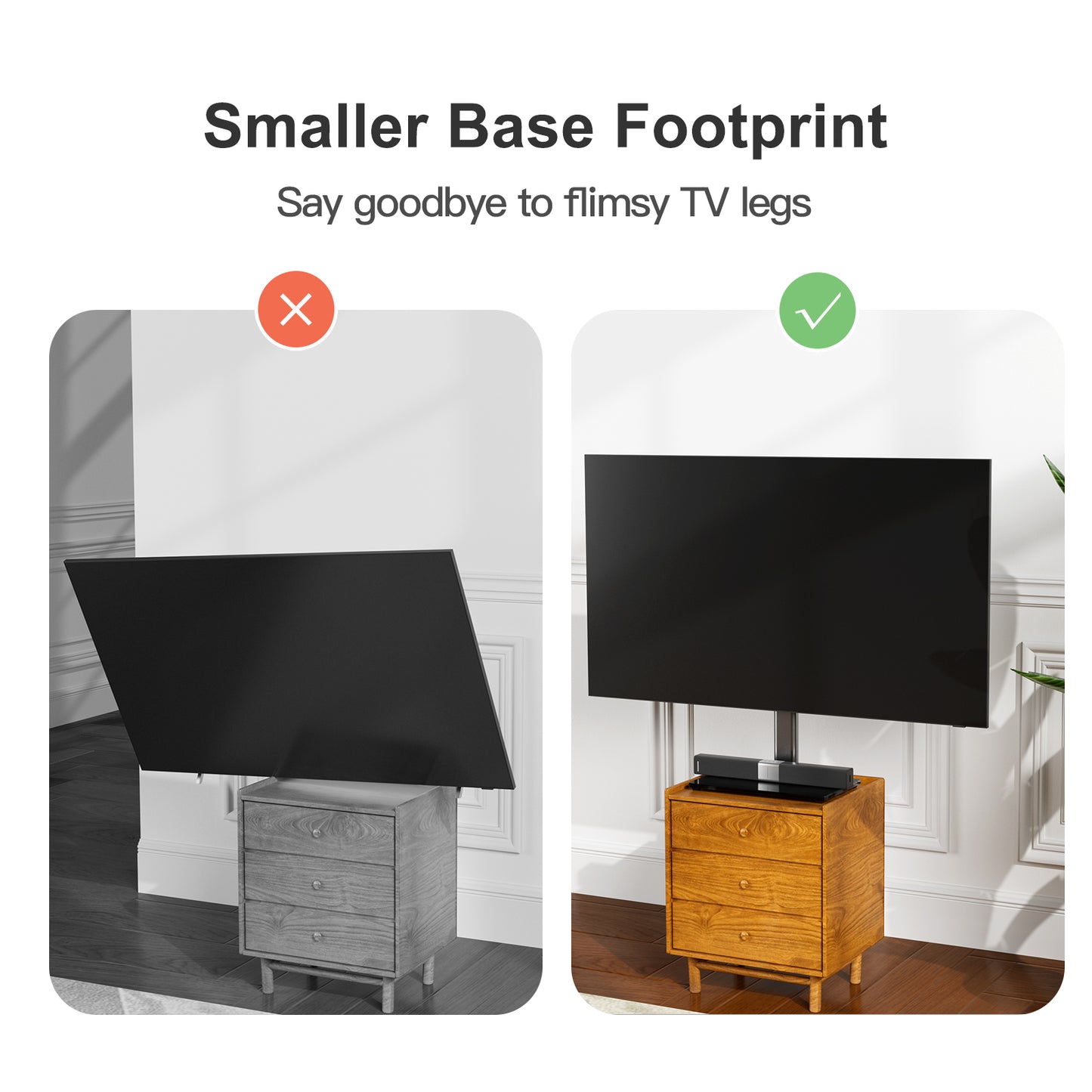 PERLESMITH Universal TV Stand for 32-60", Table Top TV Base Max 400x400 mm, Black