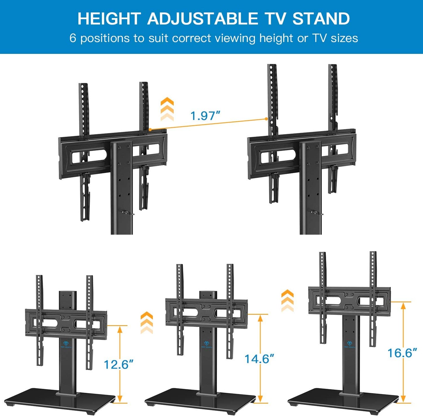 Universal TV Stand Table Top TV Base for 32 to 60 inch LCD LED OLED 4K Flat Screen TVs, Height Adjustable TV Stand Mount with Tempered Glass Base, Max 400x400mm,Holds up to 88lbs