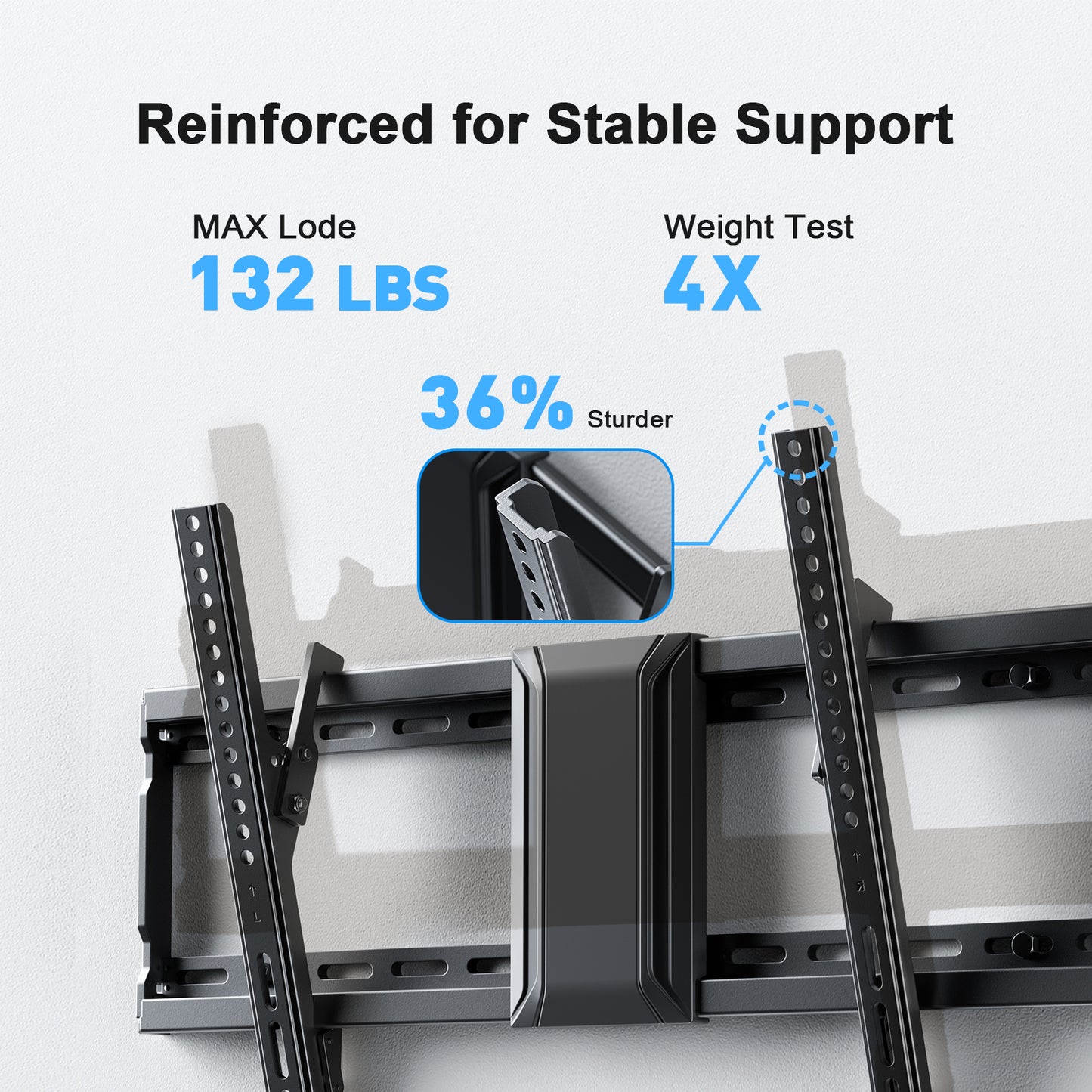 MountFTV Low Profile Tilting TV Wall Mount Bracket with Adjustable Pull Cords for 37-82 inch LED LCD OLED TVs,Max 600 x 400mm, Holds up to 132lbs