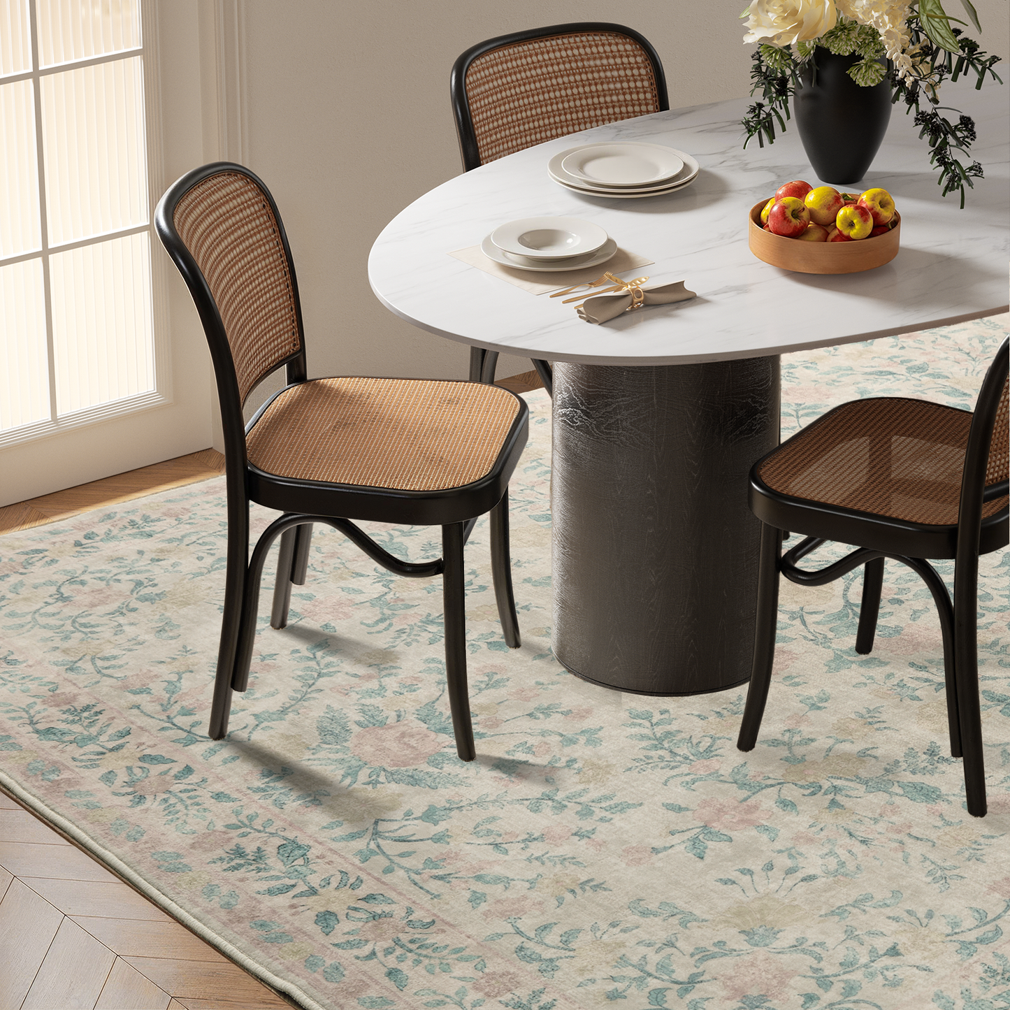 3'x5' Boho Area Rugs for Living Room, Machine Washable Stain Resistant Non-Shed Carpet, Area Rug with Non-Slip Backing for Bedroom, Dining Room, Dorm, Office