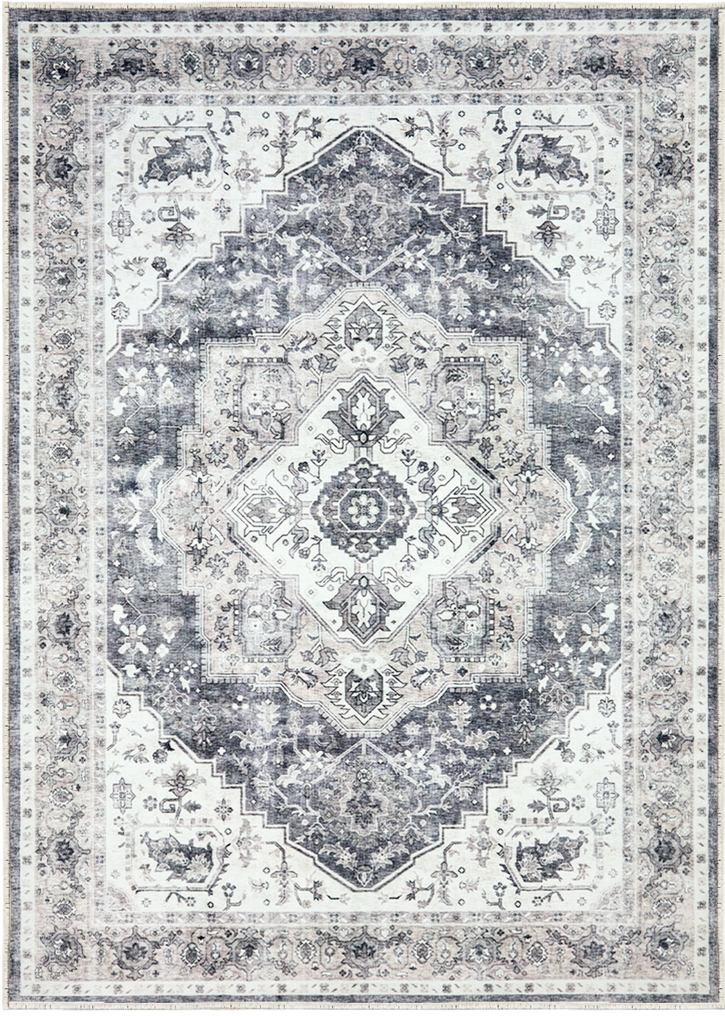 5'x7' Washable Area Rug with Non-Slip Backing for Living Room, Bedroom, Dining Room, Dorm, Office