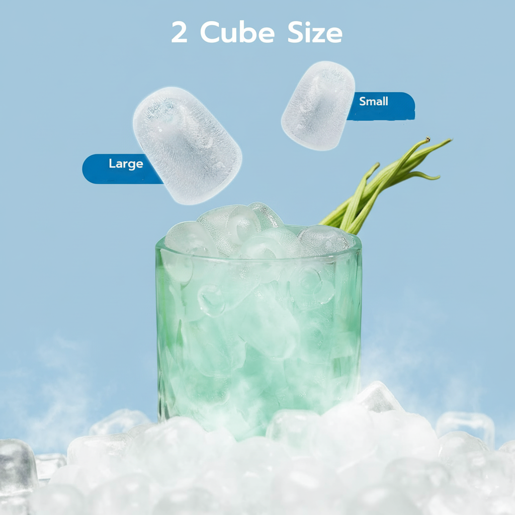 Philergo Ice Maker Countertop, 26lbs/Per Day, 9 Bullet Ice Cubes in 6 Mins, Self-Cleaning Ice Maker with Ice Scoop, Basket,2 Sizes of Bullet Shaped Ice for Home/Office/Kitchen,Green