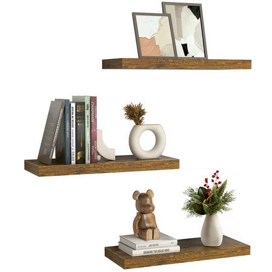 3 Sets Wall Mounted Floating Shelves, Storage Shelves, Perfect for Bedroom, Bathroom, Living Room and Kitchen Storage