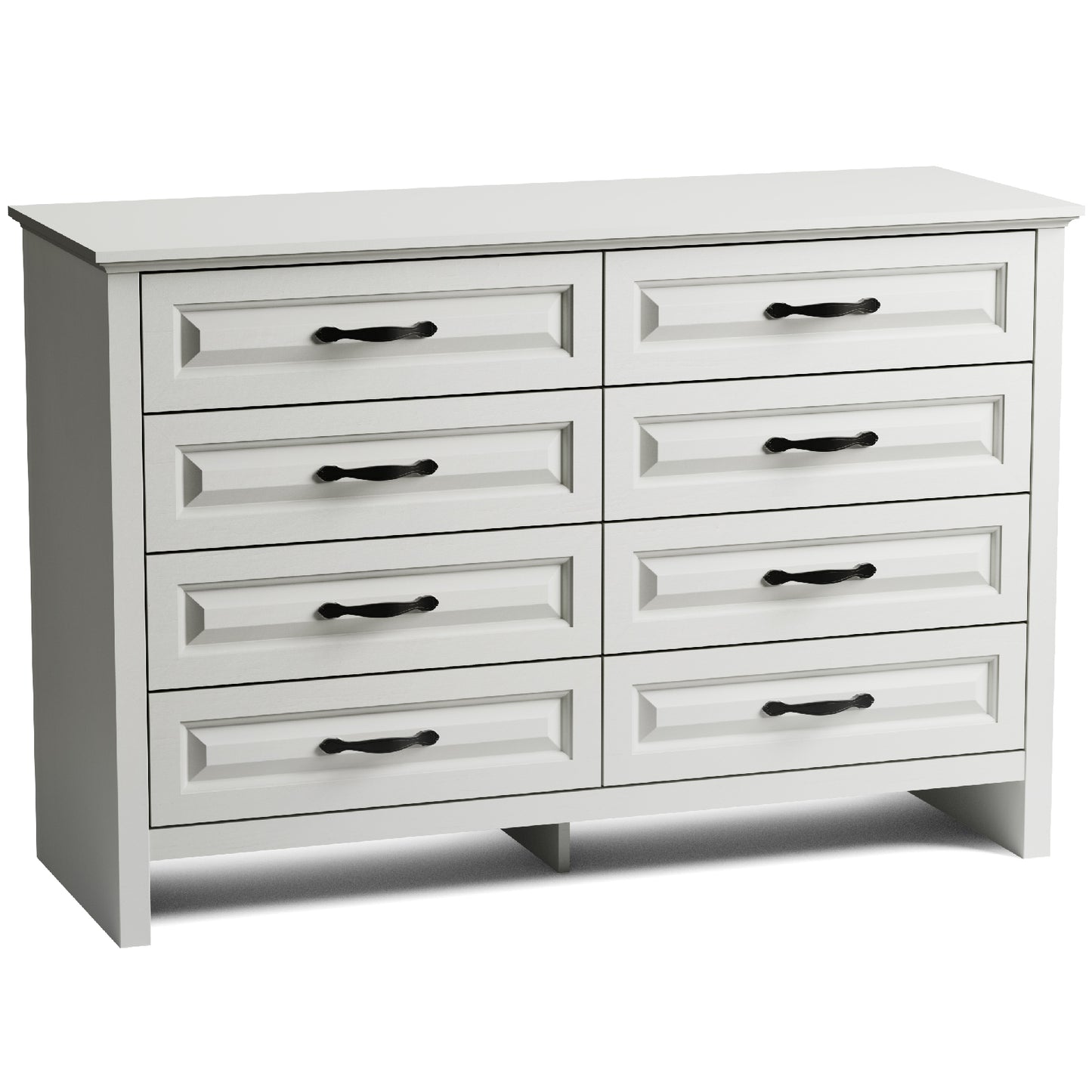 Farmhouse 8 Drawer Horizontal Dresser for Bedroom, Modern White Chest of Drawers Wood Storage Cabinet for Living Room, Hallway, Entryway, Nursery Room