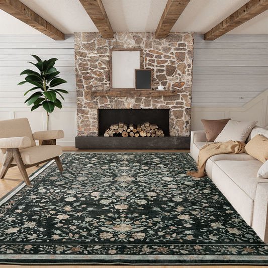 5'x7' Machine-washable Area Rugs for Living Room, Stain Resistant Non-Shed Carpet, Boho Area Rugs with Non-Slip Backing for Bedroom, Dining Room, Dorm, Office