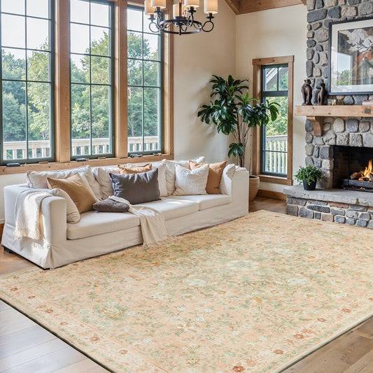 8'x10' Boho Area Rugs for Living Room, Machine Washable Area Rug with Non-Slip Backing, Stain Resistant Non-Shed Carpet for Bedroom, Dining Room, Dorm, Office