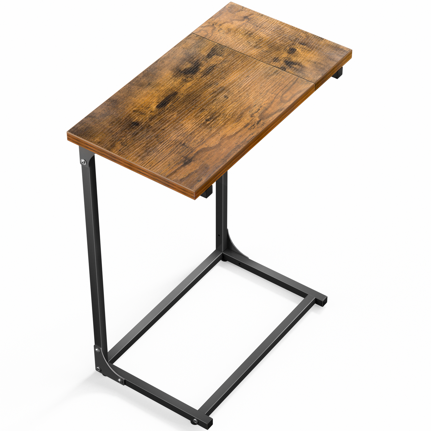 C Shaped End Sofa Table, Widened Vintage End Table Side Table for Living Room, Bedroom, 27"(H) x 21.1"(W) x 11.4"(D), Brown