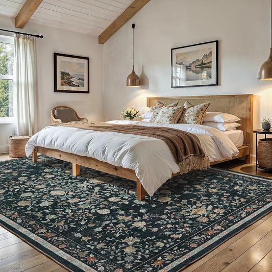 6'x9' Boho Area Rugs for Living Room, Machine Washable Area Rug with Non-Slip Backing, Stain Resistant Non-Shed Carpet for Bedroom, Dining Room, Dorm, Office