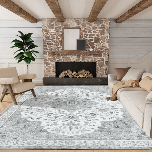 5'x7' Machine-washable Area Rugs for Living Room, Stain Resistant Non-Shed Carpet, Boho Area Rugs with Non-Slip Backing for Bedroom, Dining Room, Dorm, Office