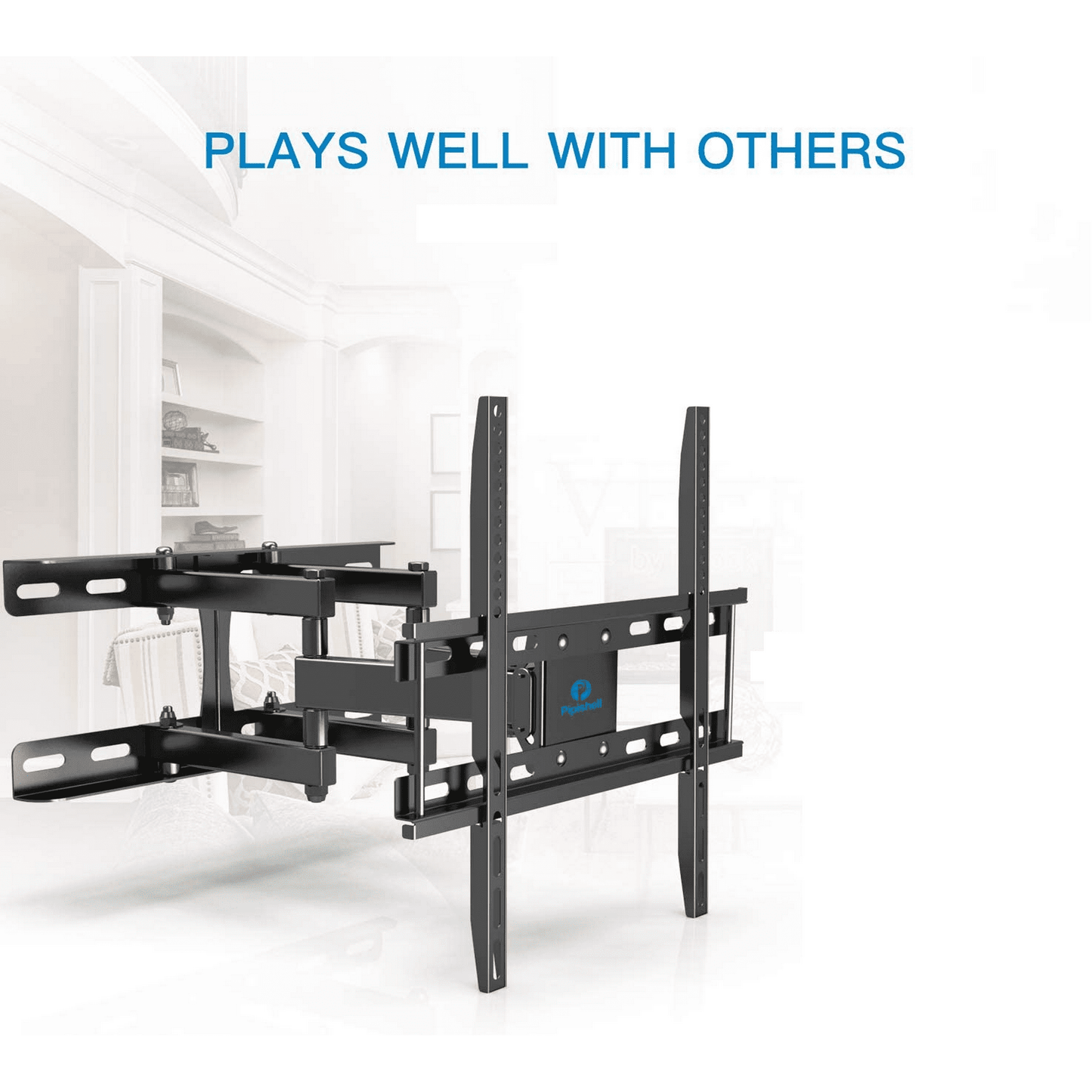 MountFTV Full Motion Articulating Swivel TV Wall Mount Bracket TV Stand for 26-65" LED LCD OLED Flat Curved Screen TVs,Max 400x400mm