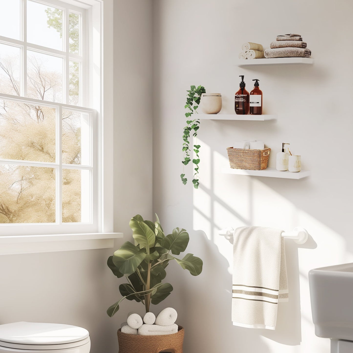 3 Sets Wall Mounted Floating Shelves,Storage Shelves, Perfect for Bedroom, Bathroom, Living Room and Kitchen Storage