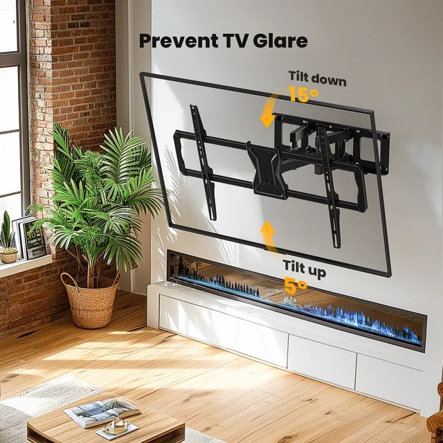 MountFTV Full Motion TV Wall Mount Bracket for 37-75 inch LED LCD OLED Curved TVs Monitors, Dual Articulating Extension Arms Tilt Swivel TV Wall Mount , Max 600x400mm, Holds up to 100lbs