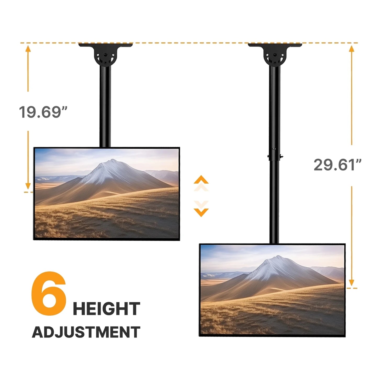 Full Motion Ceiling Mount TV Bracket for 26"-65" Flat TV, Holds up to 110 lbs, Mounting Holes 100x100mm to 400x400mm