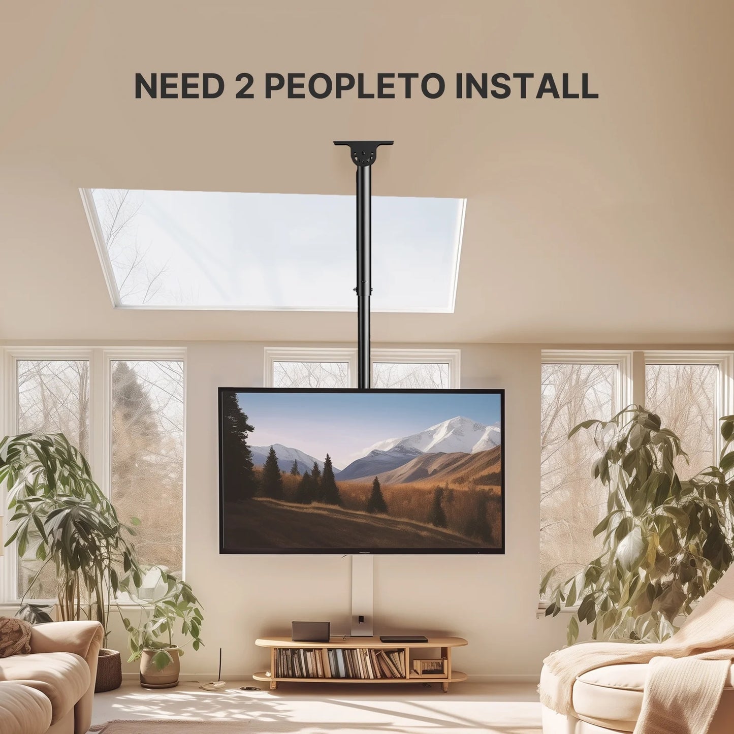 Full Motion Ceiling Mount TV Bracket for 26"-65" Flat TV, Holds up to 110 lbs, Mounting Holes 100x100mm to 400x400mm