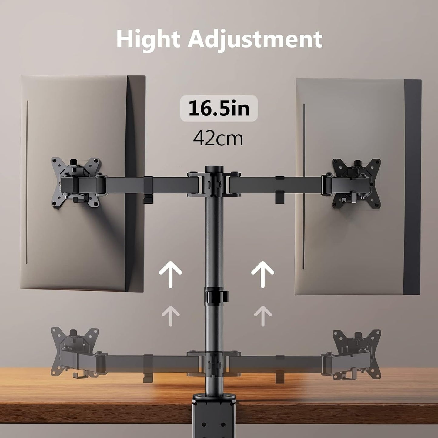 Dual Monitor Stand for 13 to 32” Fully Adjustable Monitor Stand Fits up to 17.6 lbs per Arm