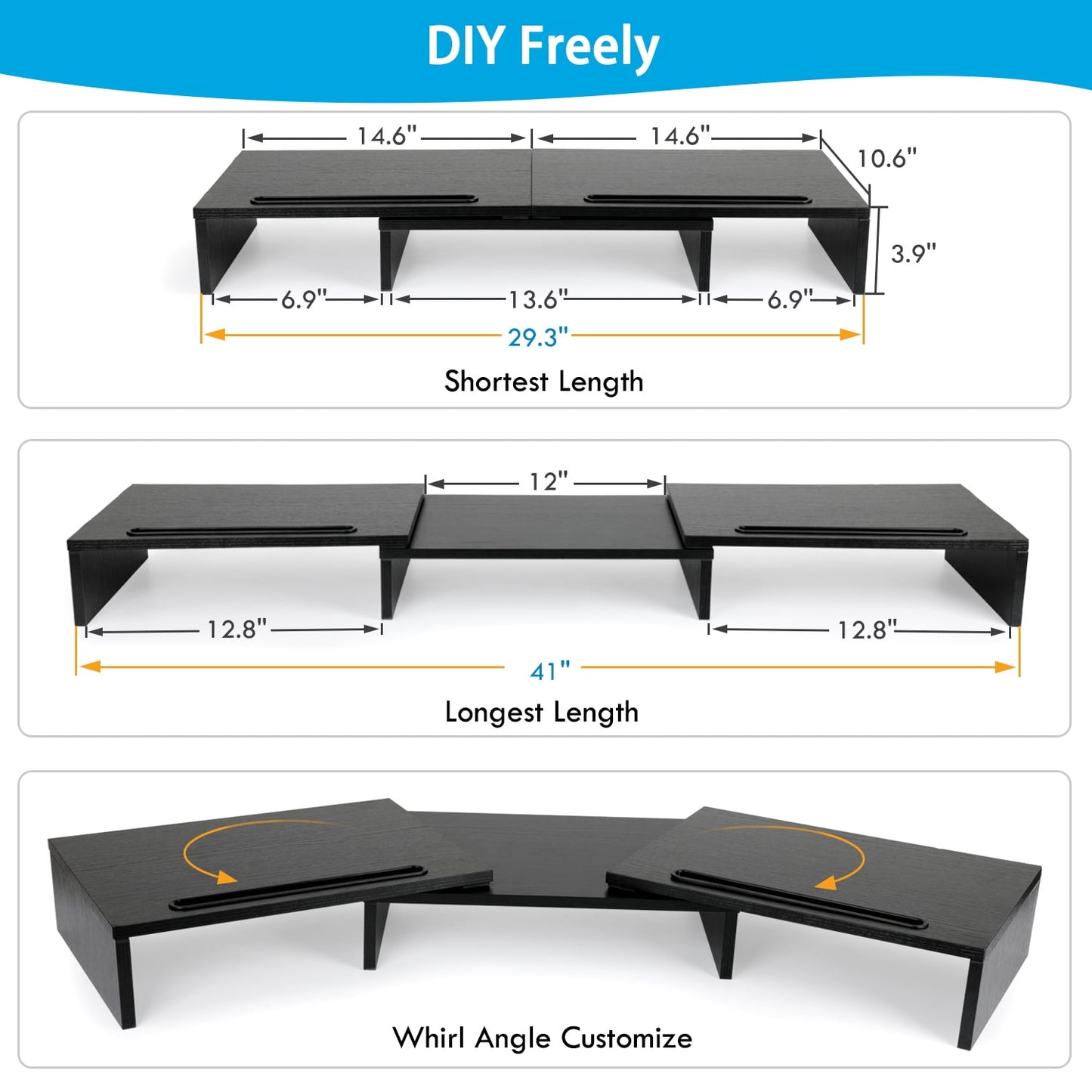 Myfurnideal Dual Monitor Stand Adjustable Monitor Stand Riser with Tablet & Cellphone Slot Computer Stand for PC, Computer, Laptop, Printer - Walmart.com