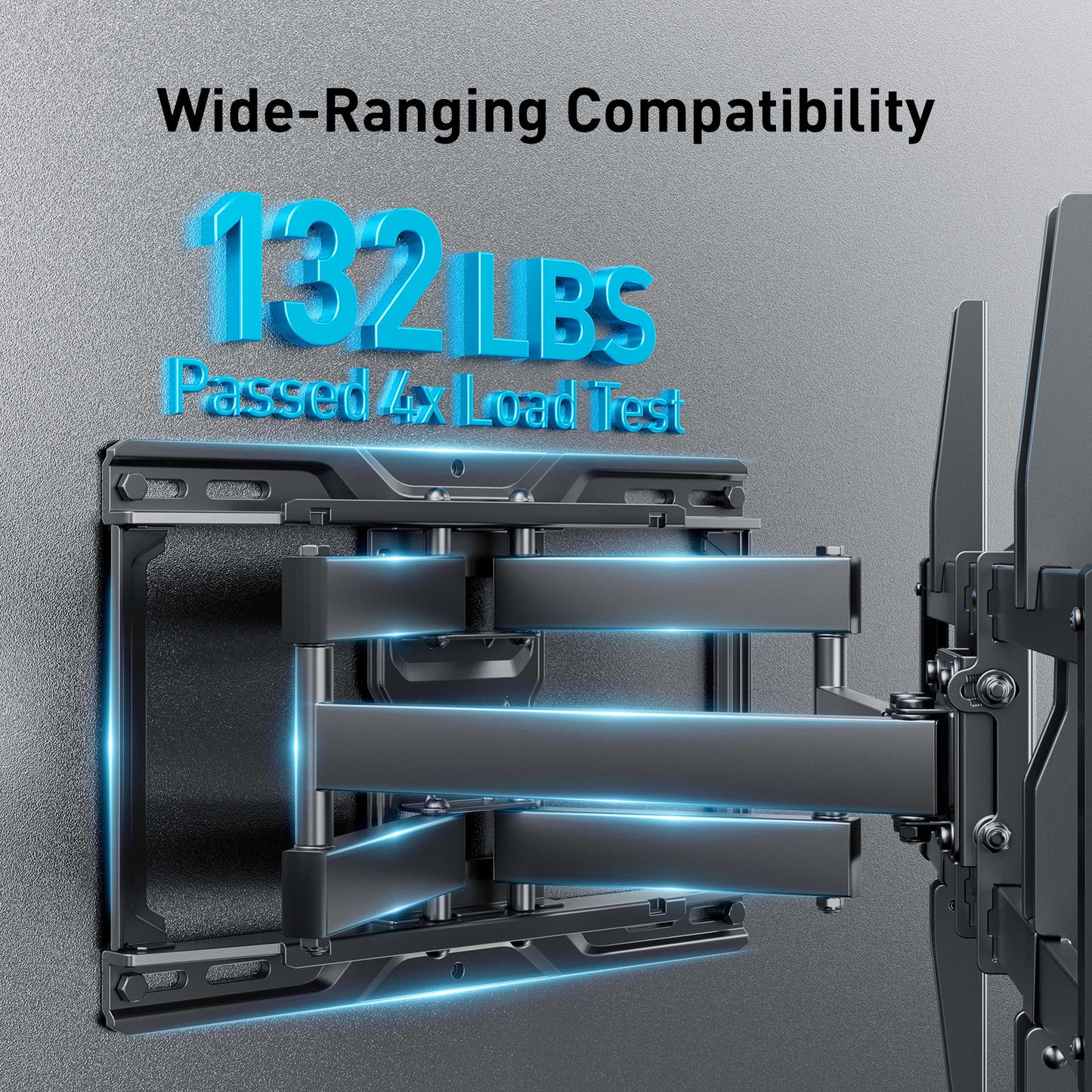 MountFTV Full motion TV Wall Mount Bracket for 42-85 600x400mm, Holds up to 132lbs
