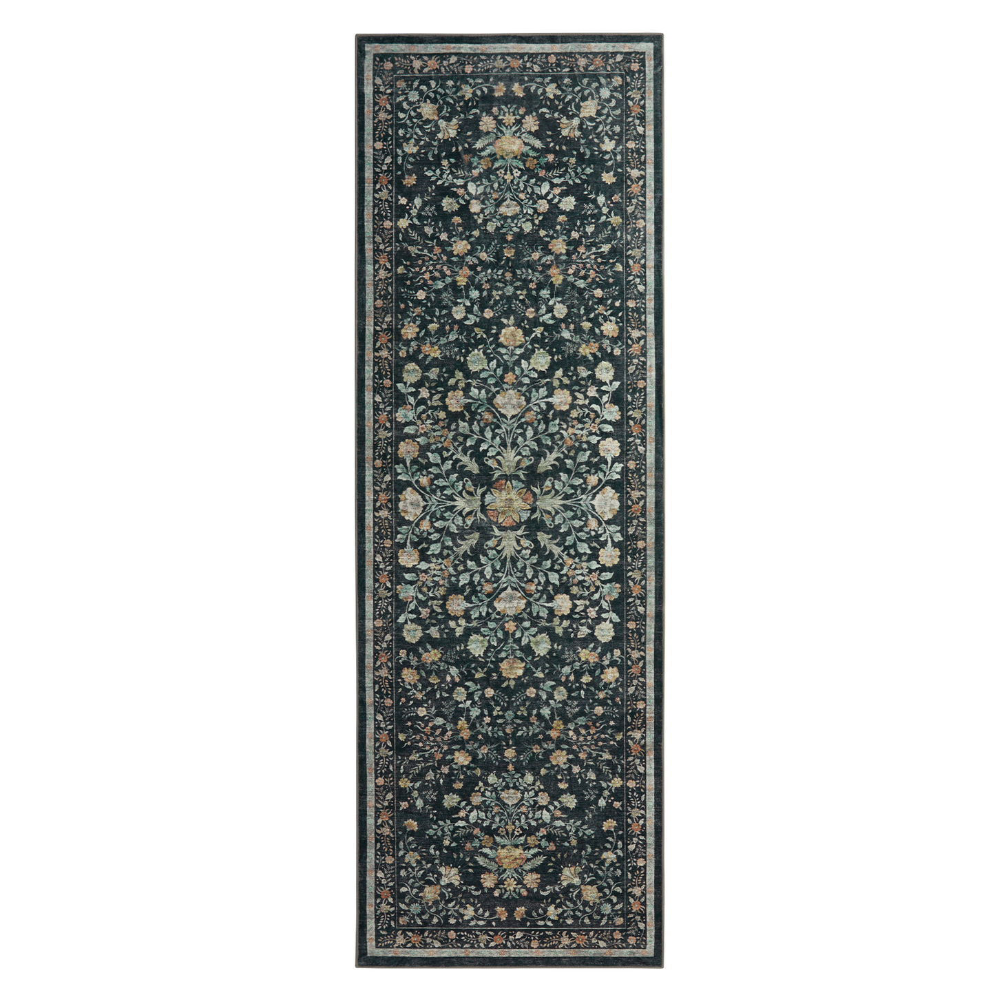 2.6'x8' Boho Runner Rug for Hallway, Machine Washable Stain Resistant Non-Shed Carpet, Runner Rug with Non-Slip Backing for Kitchen, Entryway, Bedroom, Laundry, Bathroom