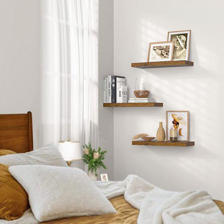 3 Sets Wall Mounted Floating Shelves, Storage Shelves, Perfect for Bedroom, Bathroom, Living Room and Kitchen Storage