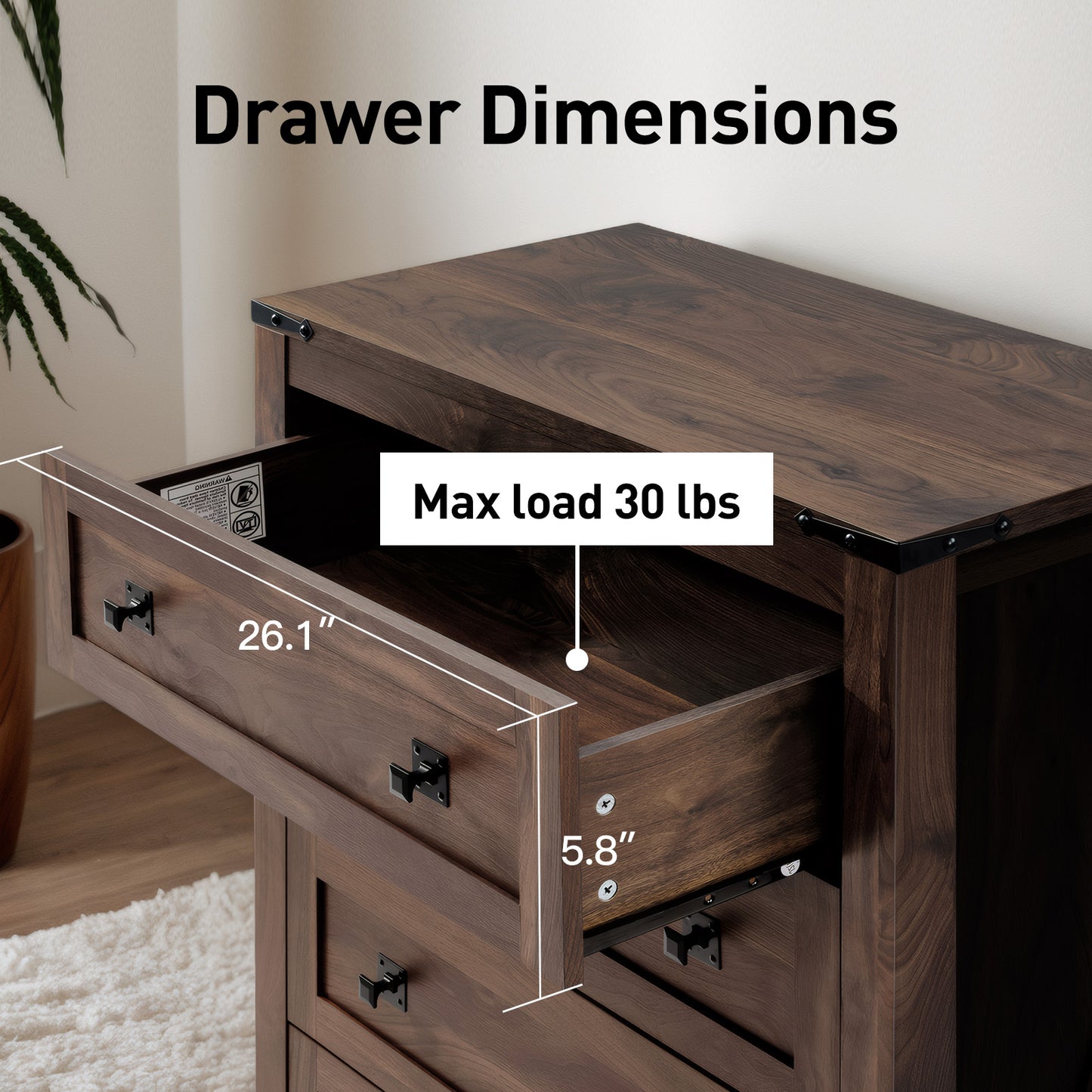 CHITOOMA 5 Drawer Dresser for Bedroom Modern Storage Tower for Closet, Hallway, Entryway, Nursery Room