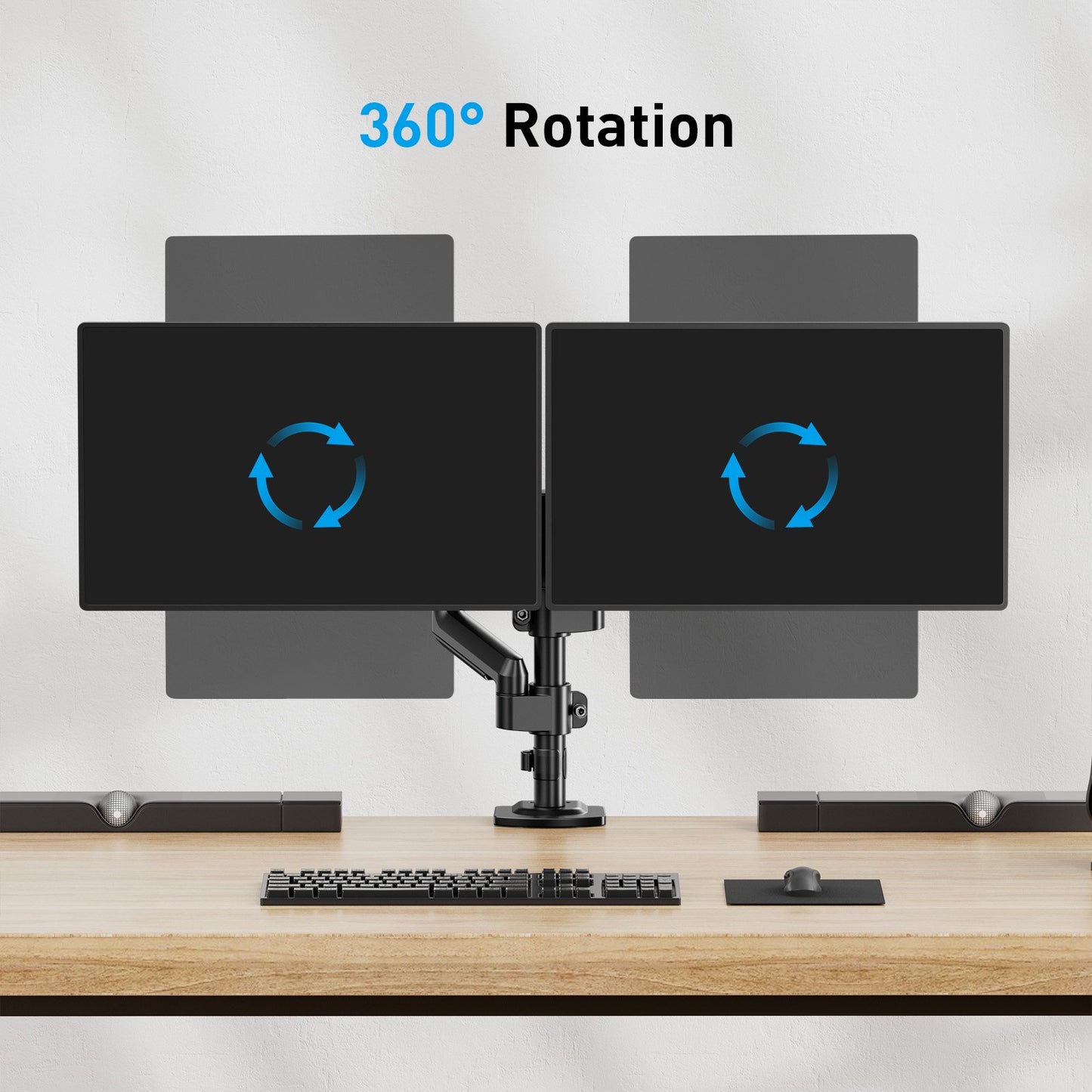 Dual Monitor Mount for 13-32 inch Screens, Adjustable Dual Monitor Arm with 180° Swivel