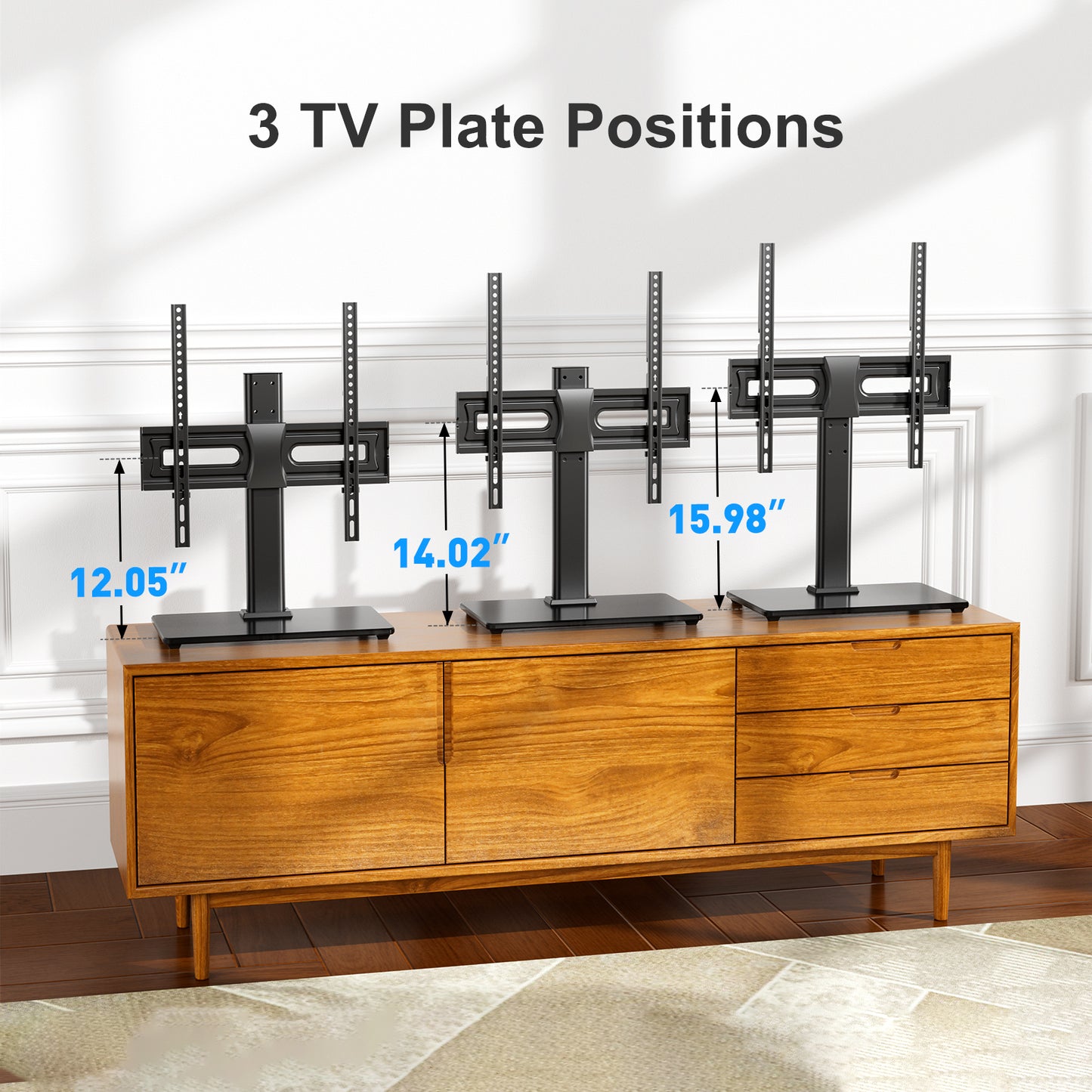 PERLESMITH Universal TV Stand for 32-60", Table Top TV Base Max 400x400 mm, Black
