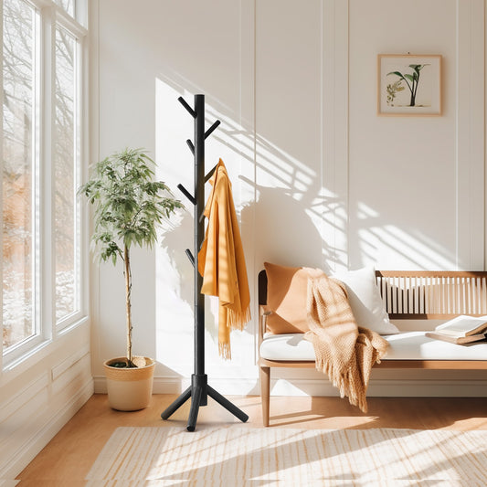 Coat Rack Stand with 3 Height Options and 8 Hooks Wooden Freestanding Coat Rack for Home, Office, Entryway, Hallway - Walmart.com