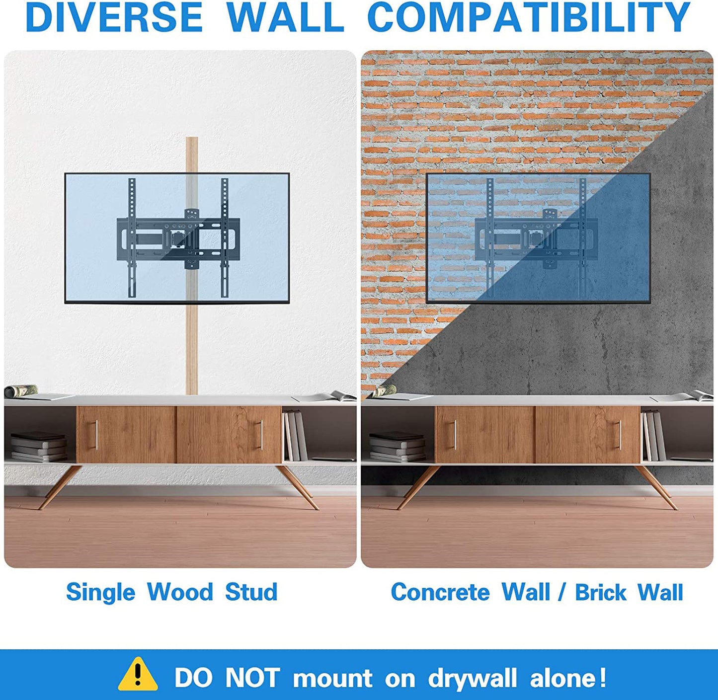 Full Motion TV Wall Mount for Most 23-60 inch LED LCD OLED Flat Curved TVs up to 88lbs, Single Articulating Arm, Adjust Bracket Height, Extension, Max 400x400mm