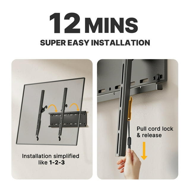 MountFTV Low Profile Tilting TV Wall Mount Bracket for 23-60 inch LED LCD OLED Flat Screen TVs with 400x400mm, Holds up to 115lbs