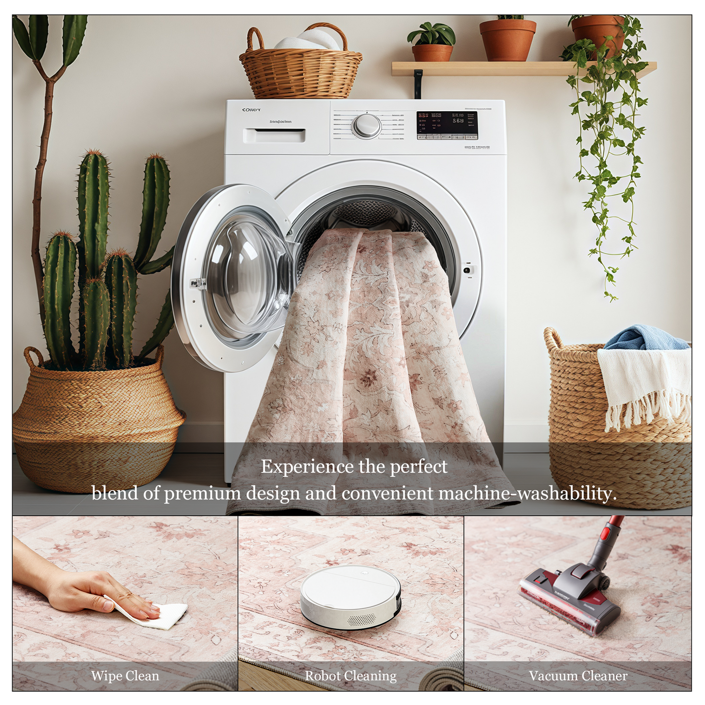 5'x7' Machine-washable Area Rugs for Living Room, Stain Resistant Non-Shed Carpet, Boho Area Rugs with Non-Slip Backing for Bedroom, Dining Room, Dorm, Office