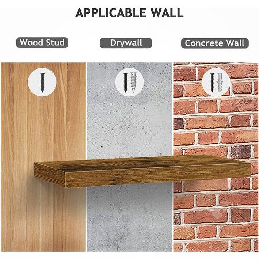 3 Sets Wall Mounted Floating Shelves, Storage Shelves, Perfect for Bedroom, Bathroom, Living Room and Kitchen Storage