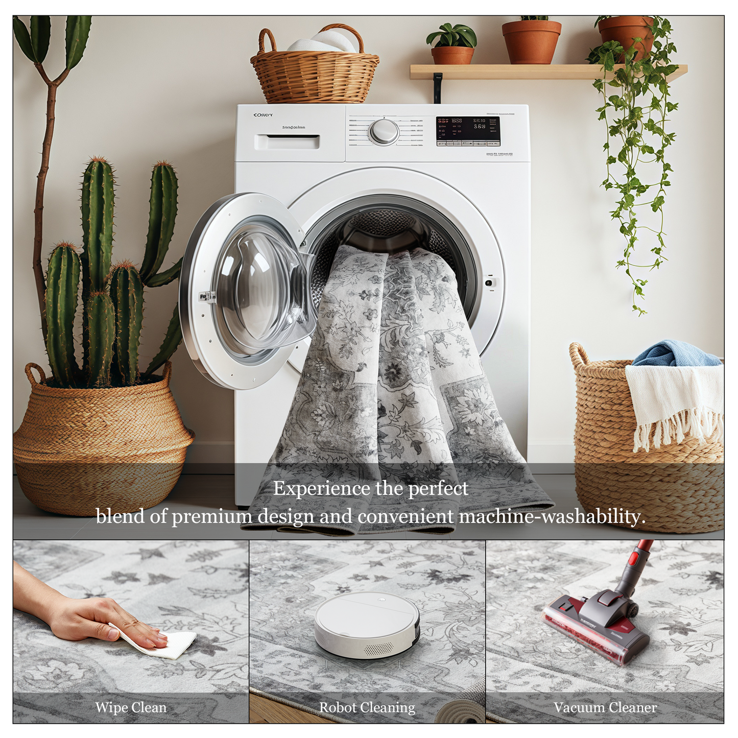 5'x7' Machine-washable Area Rugs for Living Room, Stain Resistant Non-Shed Carpet, Boho Area Rugs with Non-Slip Backing for Bedroom, Dining Room, Dorm, Office