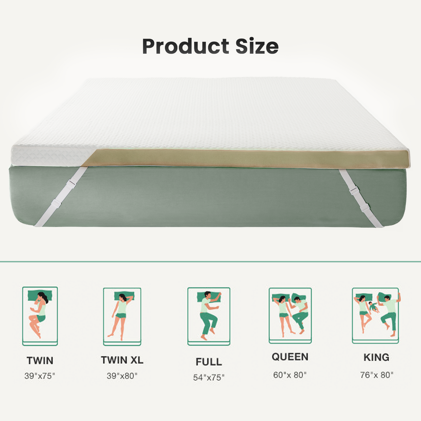 3 Inch Memory Foam Mattress Topper with Removable & Washable Bamboo-Rayon Cover, Twin, CertiPUR-US Certified
