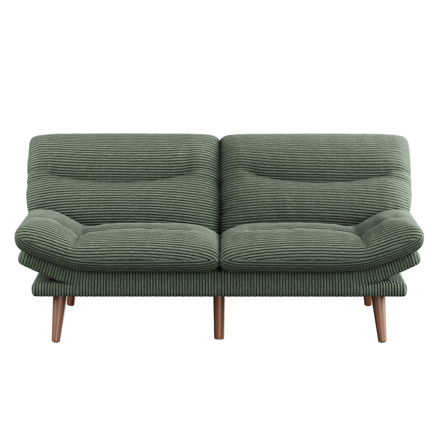 CHITOOMA 66'' Futon Sofa Bed, Green Corduroy Memory Foam Futon Sleeper Sofa Loveseat Convertible Couch Bed for Small Compact Living Spaces,Apartment