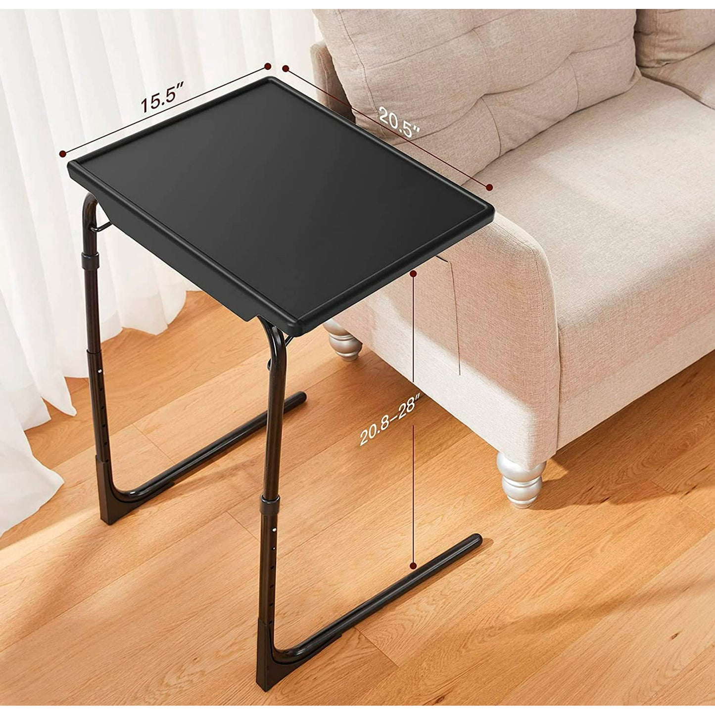Portable Foldable 6 Height & 3 Tilt Angles Adjustable TV Tray Table TV Dinner Tray Sofa Desk for Home Office,1 Pack