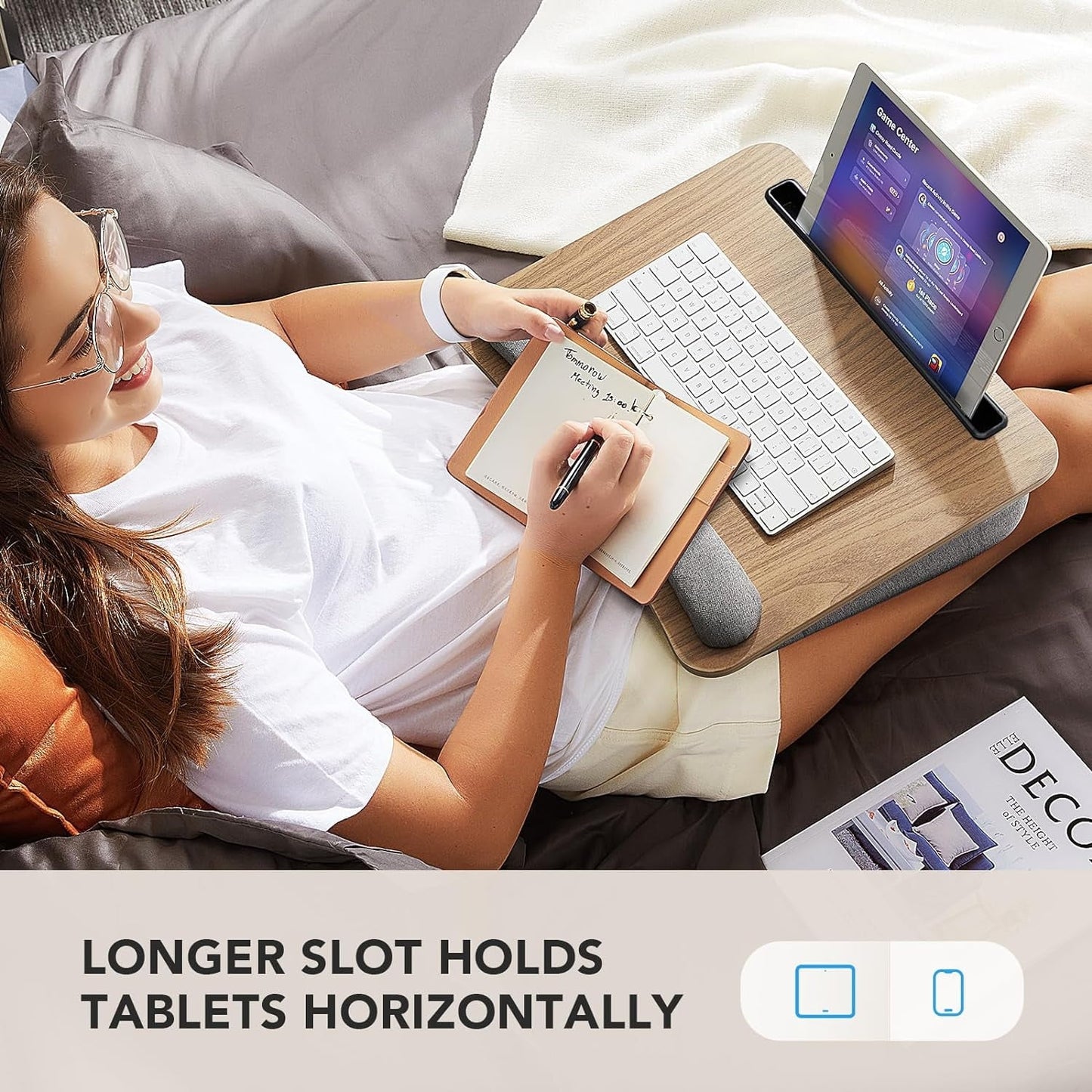 Portable Home Office Lap Desk with Pillow Cushion Fits Up To 15.6 Inch Laptops