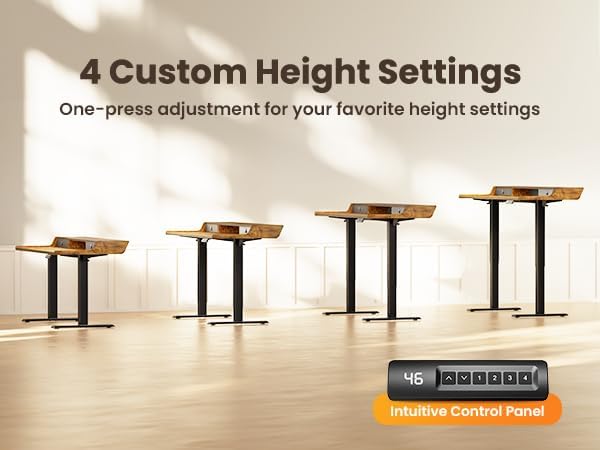 CHITOOMA Electric Standing Desk with Drawers, 40″ x 24″ Height Adjustable Stand up Desk with Storage Shelf, Gaming Desk Compatible Monitor Stand, 4 Preset Heights for Home Office, Brown