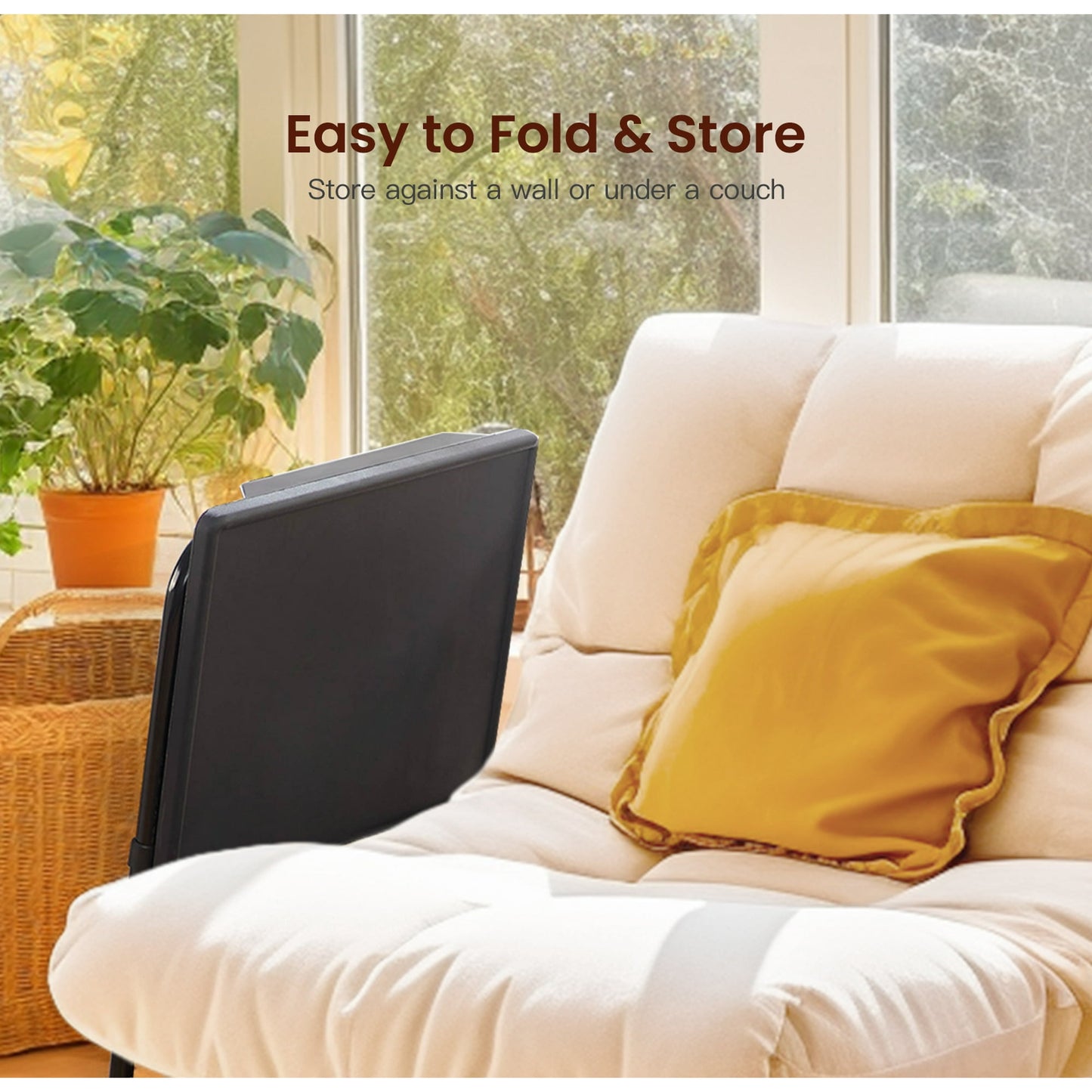 TV Tray Table, Folding Tray Table for Eating with 6 Adjustable Height & 3 Tilt Angle & Cup Holder for Bed & Couch