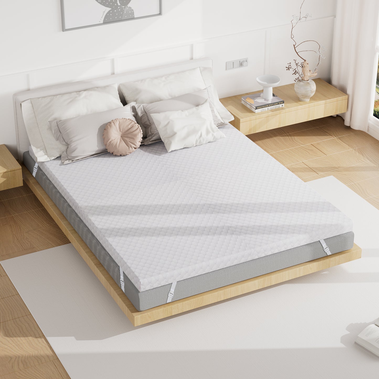 CHITOOMA 3 inch Gel Memory Foam Mattress Topper with Removable & Washable Cover, Full