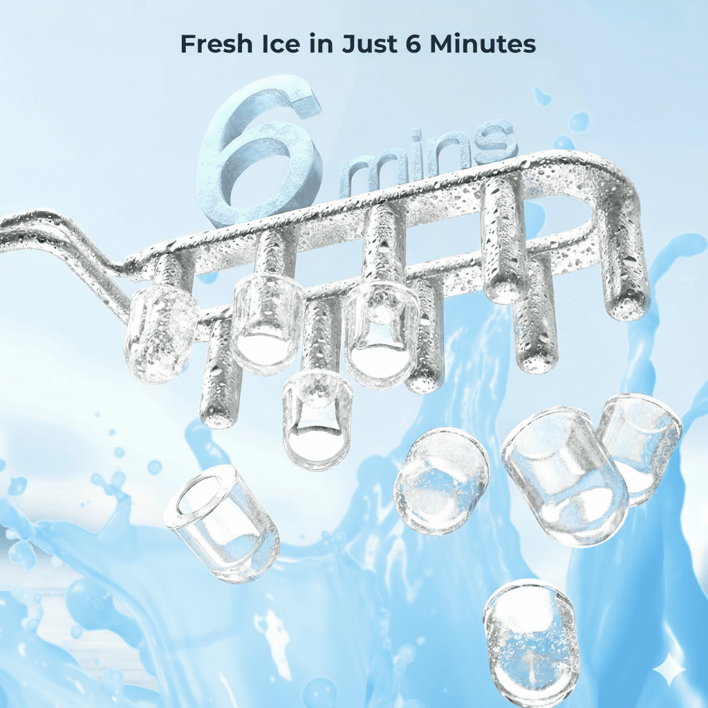 Philergo Ice Maker Countertop, 26lbs Per day, 9 Bullet Ice Cubes Ready in 6 Mins, Auto-Cleaning with Basket and Scoop  for Home/Kitchen/RV/Party/Travel, Stainless