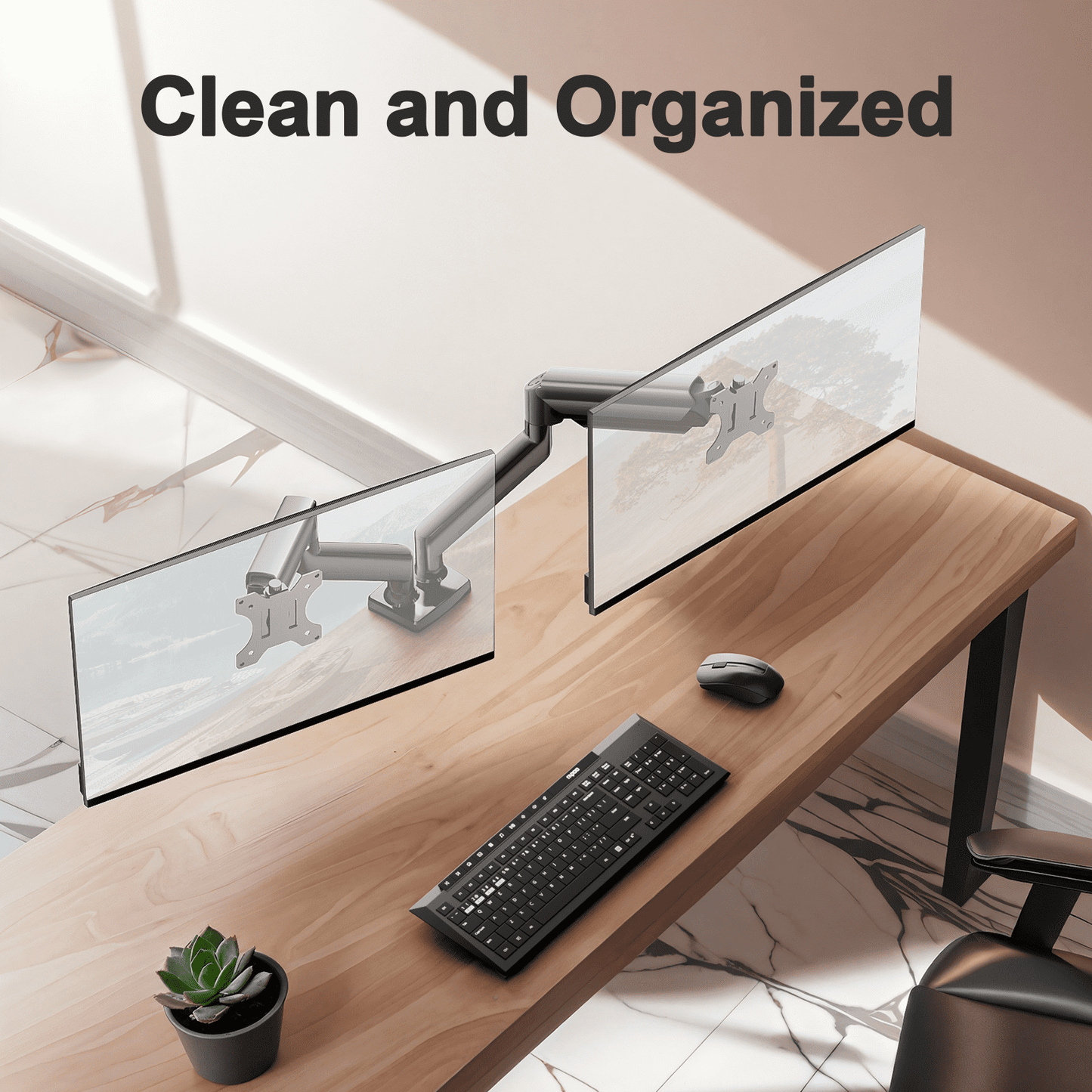 Dual Monitor Mount Stand for 13-32 inch Screens, 360° Heavy Duty Adjustable Arm Desk Mount with Tilt, Swivel, Rotation, Holds Up to 22lbs per Monitor Arm