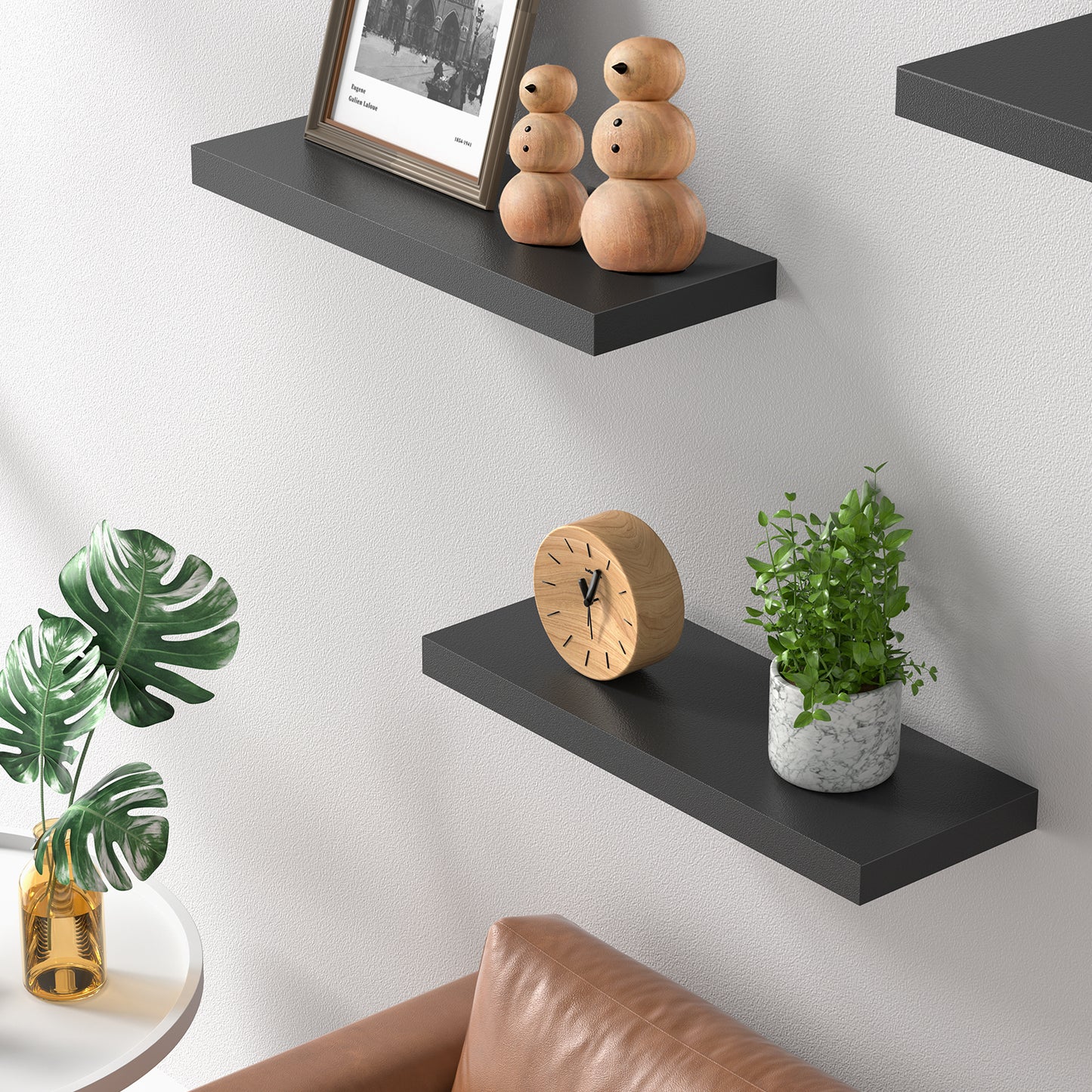PERLESMITH 3 Sets Floating Shelves Invisible Wall Mounted Modern Faux Wood Storage Shelves