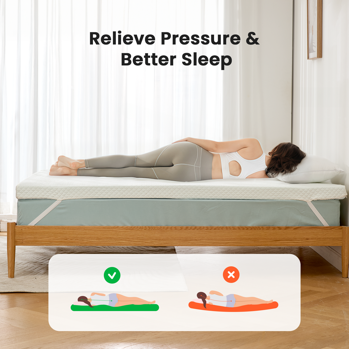 3 Inch Memory Foam Mattress Topper with Removable & Washable Bamboo-Rayon Cover, King, CertiPUR-US Certified