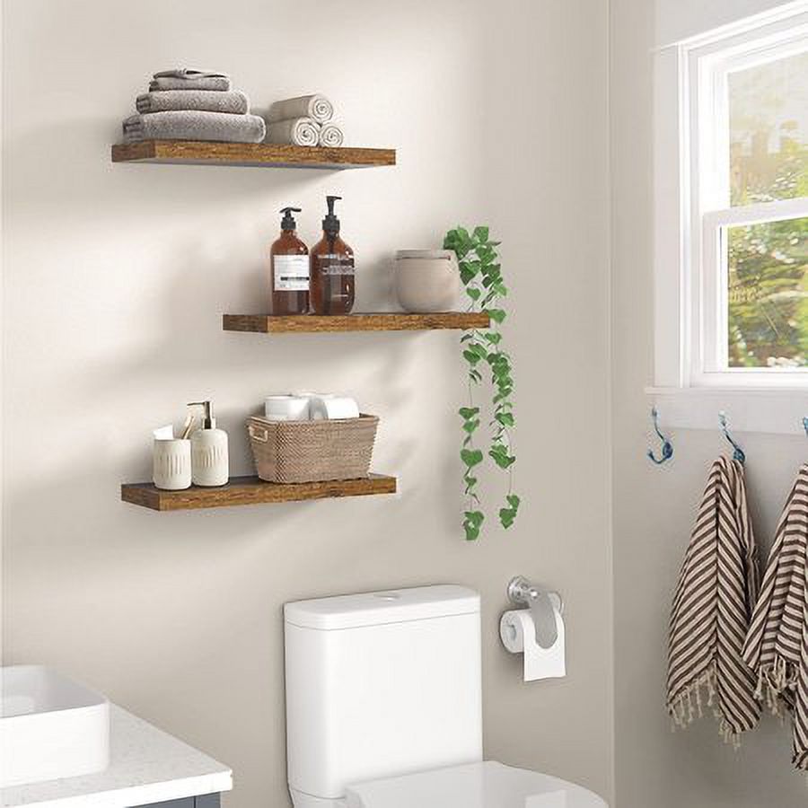 3 Sets Wall Mounted Floating Shelves, Storage Shelves, Perfect for Bedroom, Bathroom, Living Room and Kitchen Storage