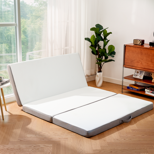 CHITOOMA 4 inch Tri Folding Memory Foam Mattresses with Removable & Washable Cover, Twin